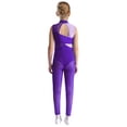 thumbnail image 2 of Nyeemya Combinaison Sans Manches pour Filles, Gymnastique, Col Montant, une Pièce, Extensible, Violet 12, 2 of 7