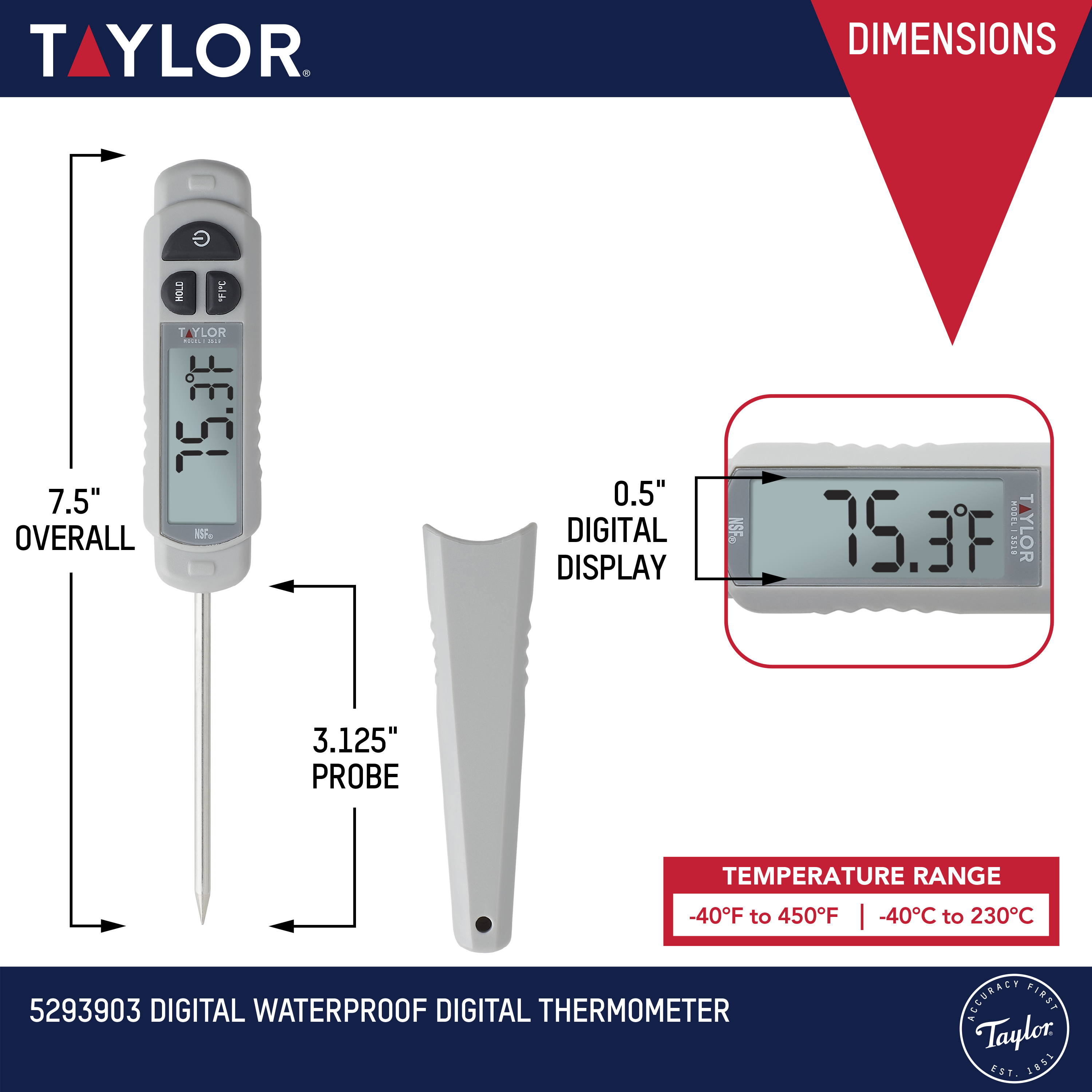 Taylor Waterproof Digital Pen Meat Thermometer photo 2