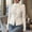 White, variant on Women's Button Down Shirts Lace Crochet Stand Collar Long Sleeve Blouse Elegant Commute Shirt Top S