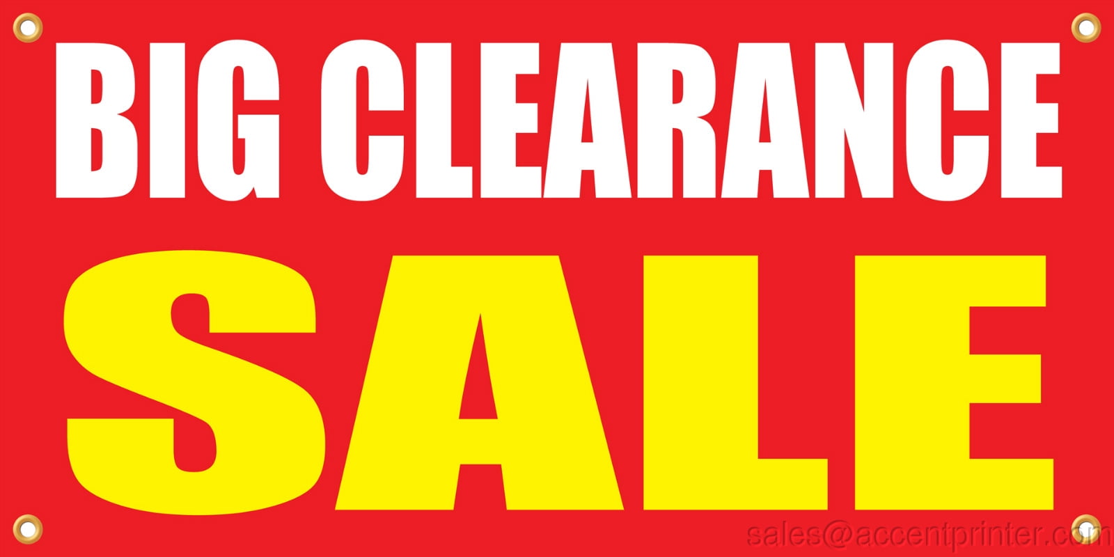 Big Clearance Sale Vinyl Display Banner with Grommets, 2'hx4'w, Full