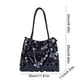 thumbnail image 3 of Bolso de hombro de gran capacidad con lentejuelas | Bolso informal estilo occidental | Fibra de poliéster plisado suave | Bolso de moda en las axilas | 1 Pc | 11,81x4,33x9,84 pulgadas | Negro, Rosa, 3 of 6