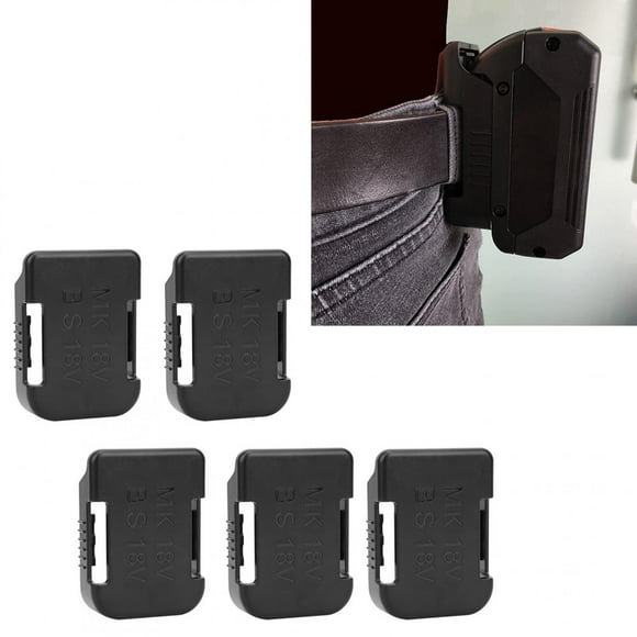 Soporte para estante de almacenamiento de batería de litio de 5 piezas, ranura para cinturón para dispositivos de fijación Makita de 18 V, color negro