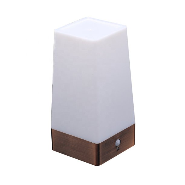 Luz nocturna con sensor de movimiento, lámpara que funciona con pilas con 2 modos con sensor, lámpara de escritorio de mesita de noche retro con luz ambiental suave para dormitorio, sala de estar, cocina, habitación de los niños, cuadrada brillar Electrónica