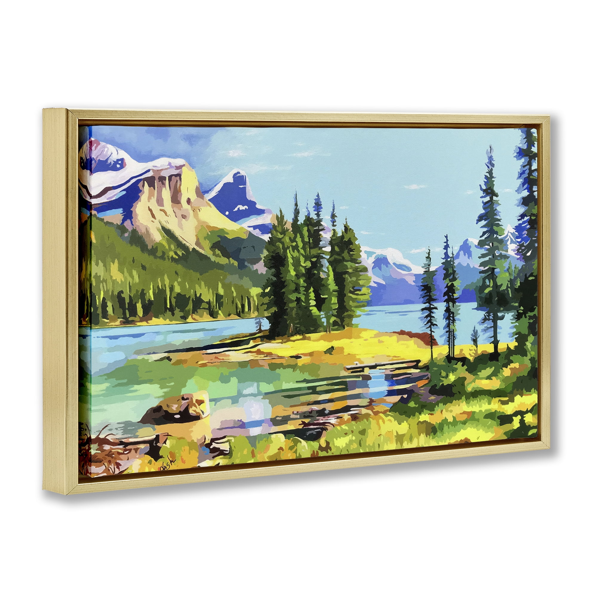 Stupell Industries Alpine Mountain Solitude Gold Framed Floater Canvas Wall Art, design by John Jaster