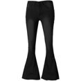 thumbnail image 5 of Women's Flared Jeans, High-Waist Stretch French-Style Jeans, Loose-Leg Buttoned Denim Pants, Flared Denim Jeans (S-5XL) Black M, 5 of 7