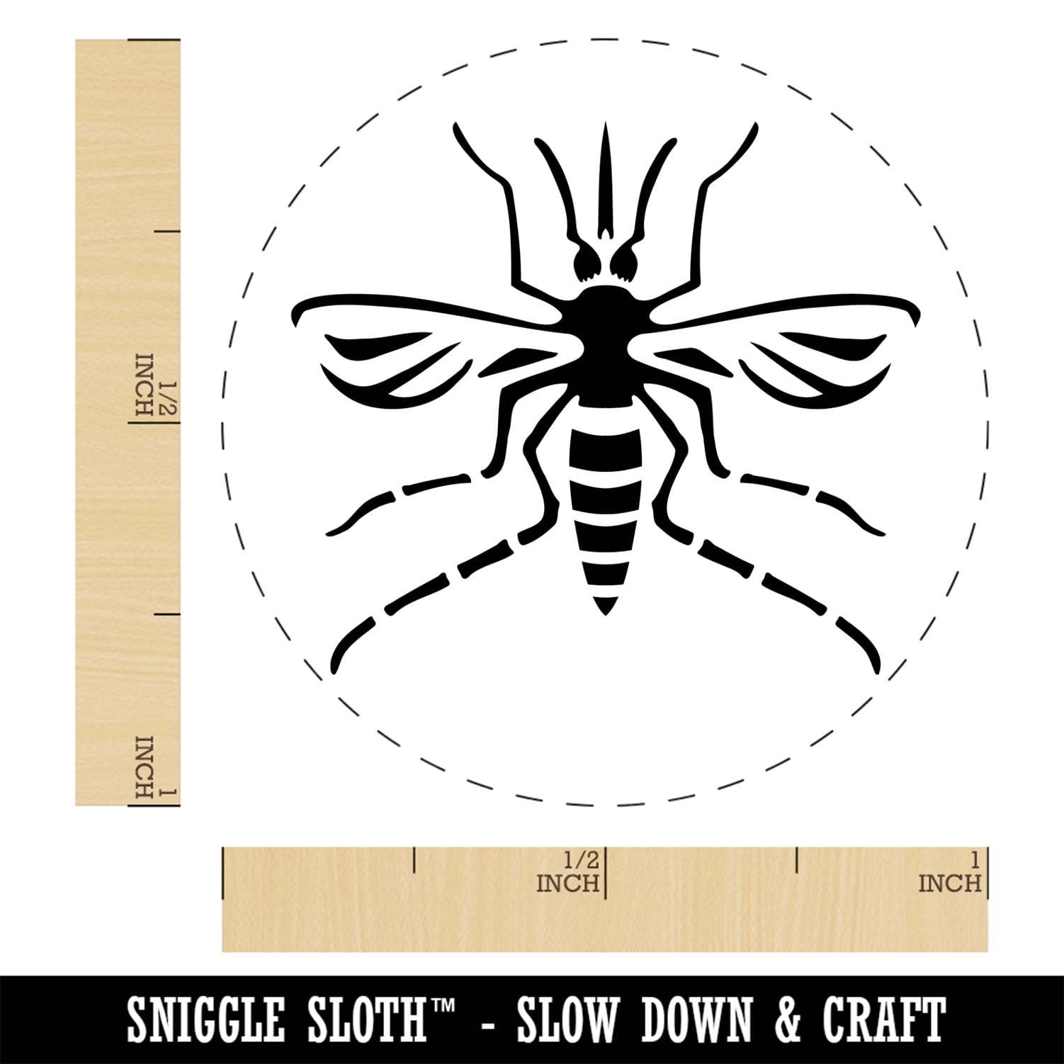 Mosquito Pest Insect Bug Self-Inking Rubber Stamp Ink Stamper - Black Ink - Medium 1 Inch