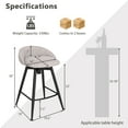 thumbnail image 3 of Gymax 25'' Upholstered Bar Stools Set of 4 w/ Footrest Backrest & Metal Frame Gray, 3 of 10