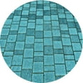 thumbnail image 1 of Ahgly Company Machine Washable Indoor Round Transitional Dark Cyan Green Area Rugs, 6' Round, 1 of 7