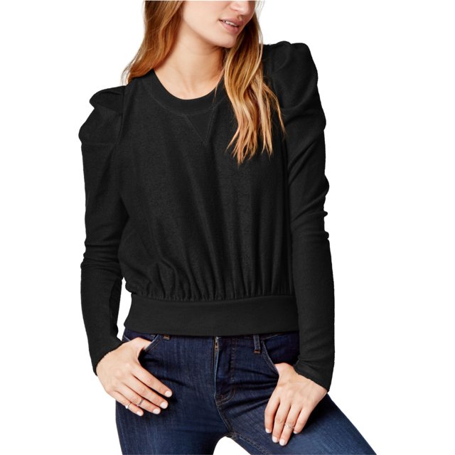 Free People Suéter recortado para mujer, negro, extra pequeño Free People Pull-over