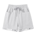 thumbnail image 5 of GUACER Casual Shorts for Women High Waisted Boho Drawstring Beach Shorts with Eyelet Cutout Hem & Big Pockets, 5 of 8