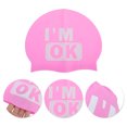 thumbnail image 3 of Ofertas Únicas 1 Pc Gorro de Natación de Silicona Impermeable Rosa Blanco, 3 of 5