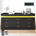 thumbnail image 6 of 9 Drawer Dresser with Charging Station and LED Lights, Modern Chest of Drawers with Power Outlet, Organizer Cabinet for Bedroom, Living Room, Entryway, White, 6 of 17
