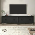 thumbnail image 6 of Large Buffet Sideboard Cabinet with Storage,60" Modern Cedenzas Buffet Table American Farmhouse Charm Cabinet with 4 Symmetrical Sunburst Doors for Living Room Hallway, Antique Black, 6 of 8