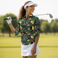 thumbnail image 4 of Uorisanigo Hawaiian Parrot Women's Golf Top Size S Soft Casual Long Sleeve Golf Polo Shirts with Zipper Versatile Quick Dry Athletic Tops for Workout Sports Comfortable Pullover, 4 of 7