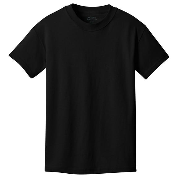 Port & Company Youth 5.4-oz Cotton T-Shirt. Jet Black. XS.