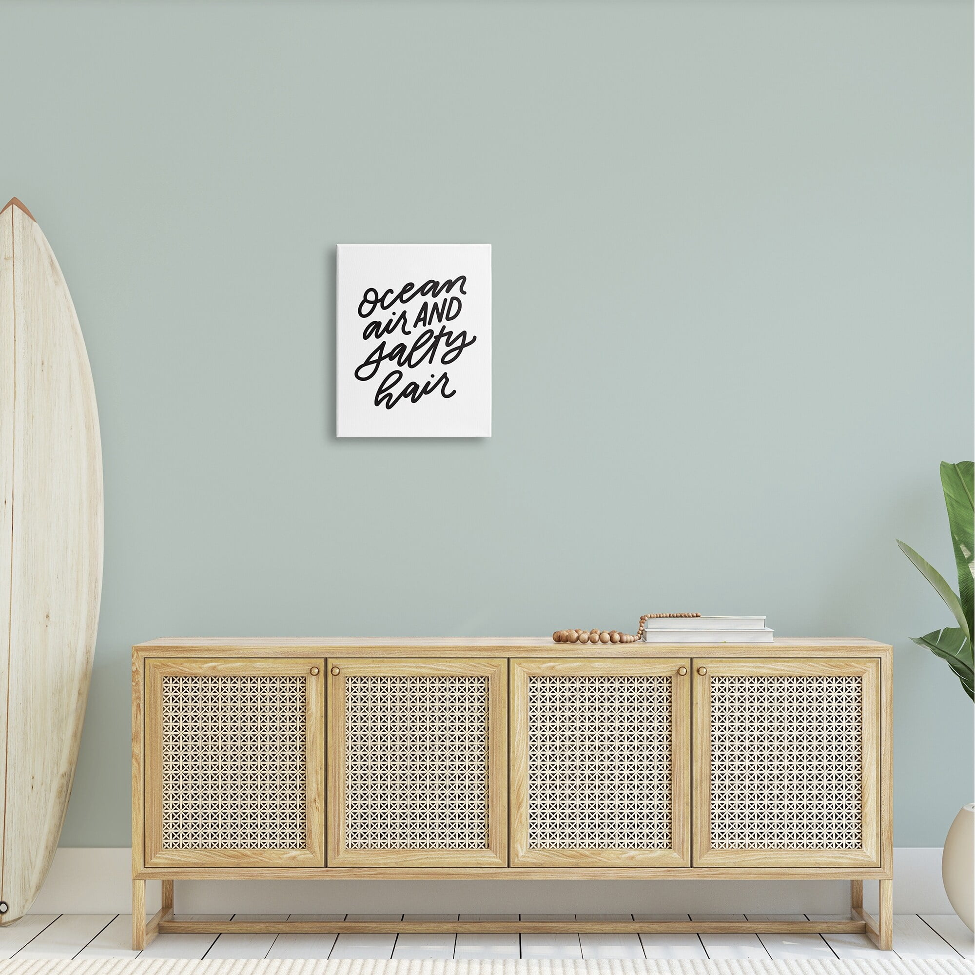 Stupell Industries Ocean Air Salty Hair Beach Lover Calligraphy Graphic Art Gallery Wrapped Canvas Print Wall Art, Design by Leah Bisch
