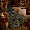 thumbnail image 3 of Whimsical Nocturnal Meadow Scene Crescent Moon Botanical Details, Peaceful Mountain Lake Scene, Warm Flannel Blanket for Cabin and Lodge, Outdoor Lovers Camping Gift, Celestial Home Decor, 3 of 9
