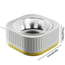 hulanddfd Heated Pet Water Bowl, 6.2x2.95inches Outdoor Thermostatic Control Heated Dog Pet Bowl Animals Water Bowl for Dogs Cats Chickens (Yellow White)