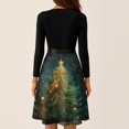 thumbnail image 5 of Women's Casual Fashion V Neck Long Sleeve Christmas Printed Party Vintage Dress for Holiday Events and Retro Style, Perfect for Women's Evening Wear,Dark Green,XL, 5 of 6