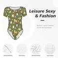 thumbnail image 4 of Fuzoiu Shiba Inu Dog And Flower Print Women's Short-Sleeved Onesie, Short Sleeve Body Suits, Women Round Neck Bodysuits for Women,for Daily Wear, Parties, and Layering-XX-Large, 4 of 7