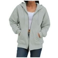 thumbnail image 2 of UAYOTSE Womens Zip Up Hoodies 2025 Oversized Hoodie for Women Trendy Hooded Sweatshirts Fall Winter Zipper Y2k Jacket(G128-Light Gray,S), 2 of 9