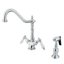 Kingston Brass Heritage Double Handle Kitchen Faucet With Side Sprayer, KS1231PL