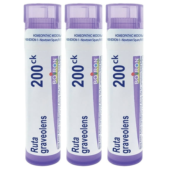 Boiron Ruta Graveolens 200CK, Homeopathic Medicine for Eye Strain Due To Computer Use Or Artificial Lights, 3 Count (3 x 80 Pellets)