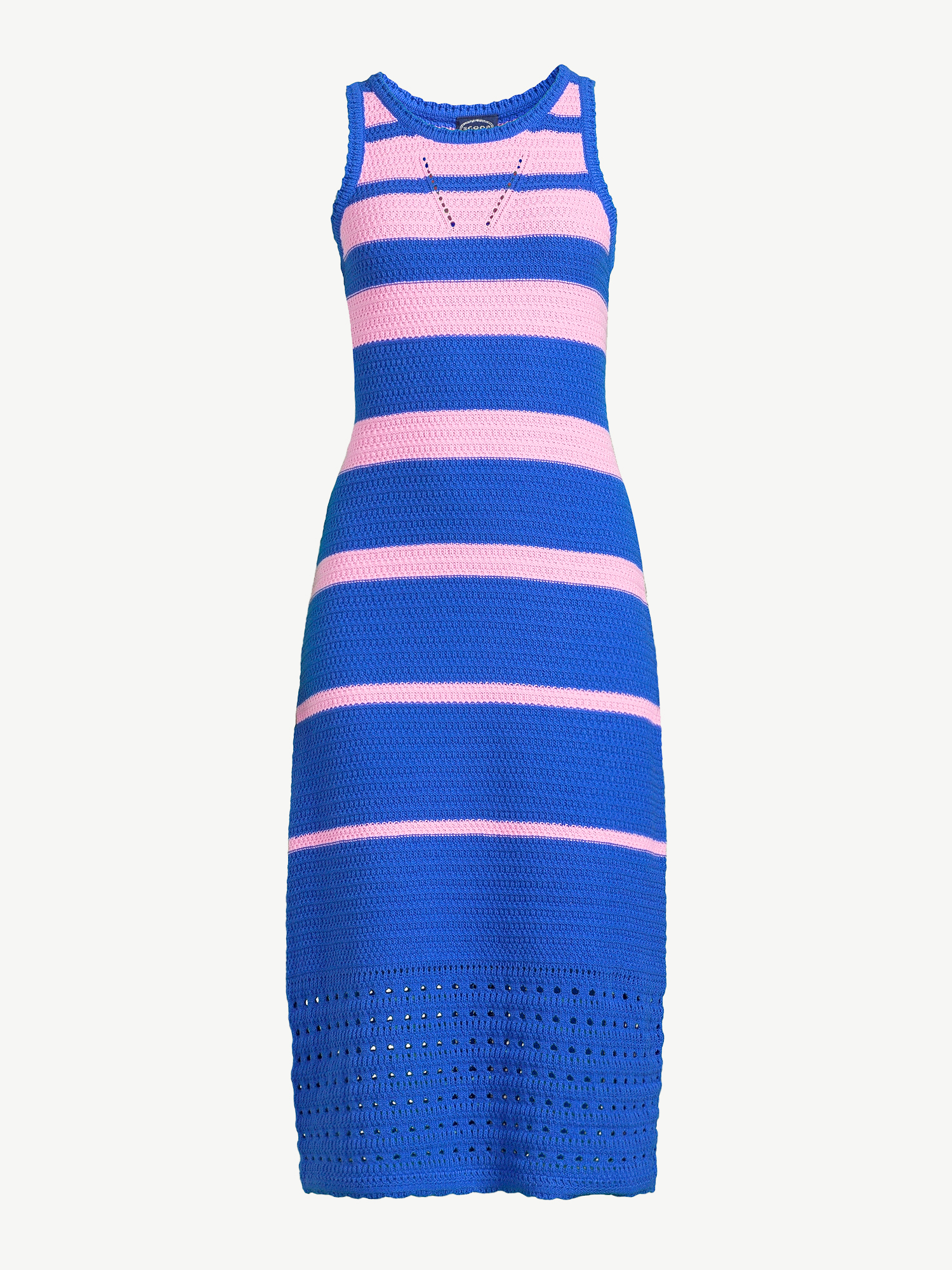 Scoop Women’s Striped Crochet Dress, Mid-Calf Length - image 5 of 5