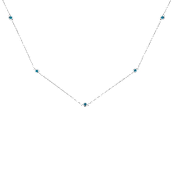 Sterling Silver 1/2ct TDW Treated Blue Diamond Station Necklace (I2-I3)