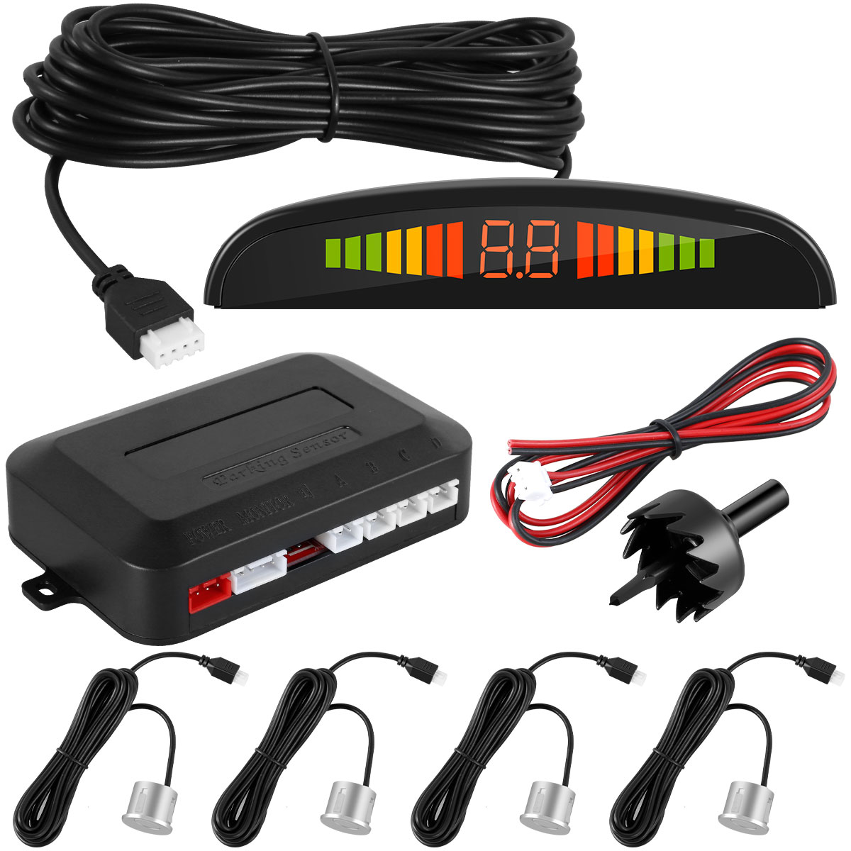 Parking Sensor Kit Reusable Reverse Radar System with 4 Car Backup