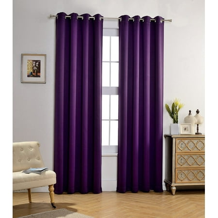 Angel Solid Grommet Blackout Panel Curtain Thermal  63 Inch  Purple  Walmart.com