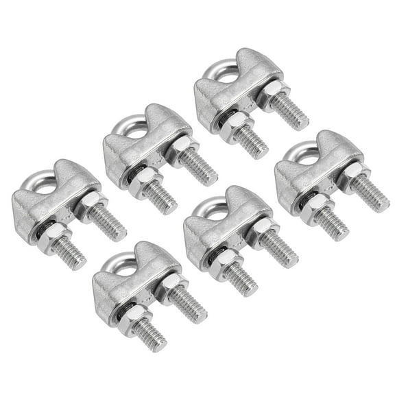 Uxcell 5/32" / 4mm Wire Rope Cable Clip Clamp, Stainless Steel U Bolt Fastener for Rigging Railing, Silver Tone 6Pcs