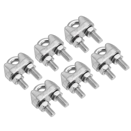 Uxcell 5/32 / 4mm Wire Rope Cable Clip Clamp Stainless Steel U Bolt Fastener for Rigging Railing Silver Tone 6Pcs