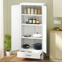 Uforic 66.2"H Kitchen Pantry Cabinet with Drawer & Adjustable Shelves, Metal Storage Cabinet, White