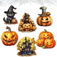 thumbnail image 2 of Designocracy 8090019C-S6 2 x 2 x 0.25 in. Spooky Pumpkins Decorative Wooden Clip-on Ornaments Halloween Decor, Set of 6, 2 of 11