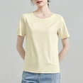 thumbnail image 4 of Youyipin Womens Tops Women's Lightweight And Soft Bamboo Viscose T-Shirt Curved Hem Crew Neck Smooth Trendy Sleep Lounge Summer Tops For Women, 4 of 6