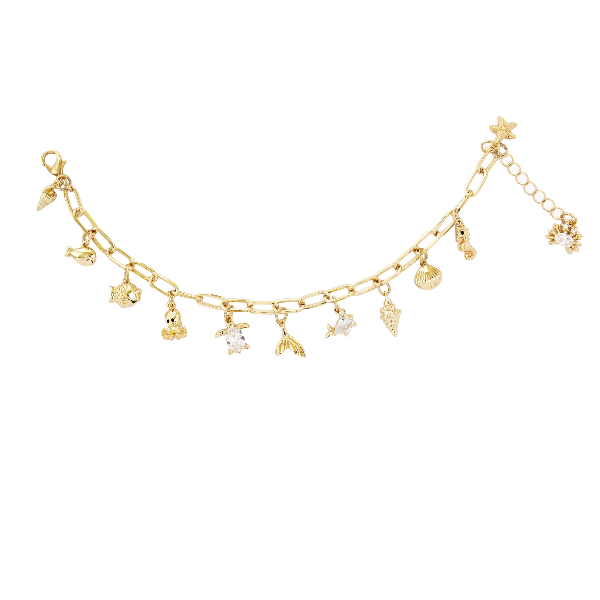 CousinDIY Gold Ocean Life Charm Set, 12 Pieces – Beach & Sea-Themed Jewelry Making Charms