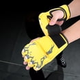 thumbnail image 3 of Guantes de boxeo de piel sintética de medio dedo para entrenamiento y sparring de adultos - Amarillo, 3 of 8