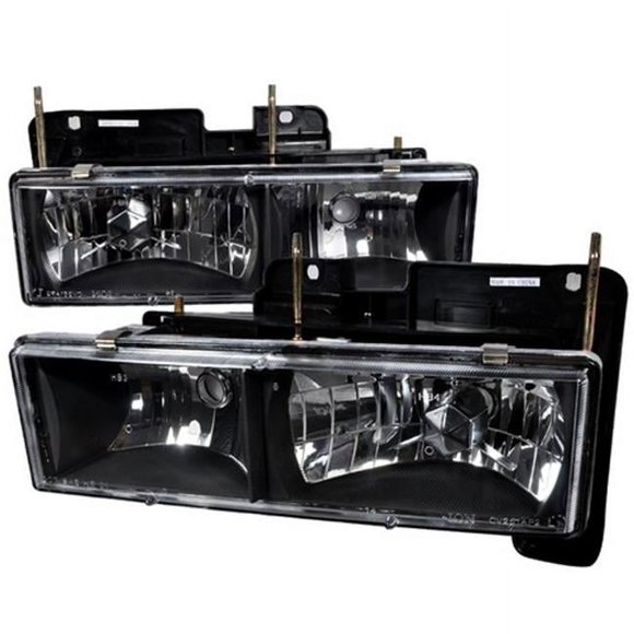 Spec-D Tuning LH-C1088JM-RS Phares à Boîtier Cristal pour Chevrolet C10- Noir - 12 x 16 x 18 Po.