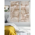 thumbnail image 4 of Brown Coastal Sheer Curtains 63 Inch Long 2 Panels, Nautical Starfish Seahorse Coral Summer Light Filtering Rod Pocket Curtains, Sheer Voile Drapes for Living Room Bedroom, 52"x63", 4 of 8