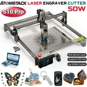ATOMSTACK S10 Pro Engraver, 50W Engraving Machine, 10W Optical Dual Compressed Spot Cutter for 10-20mm Wood and Acrylic DIY Cutting, Support Offline Engraving