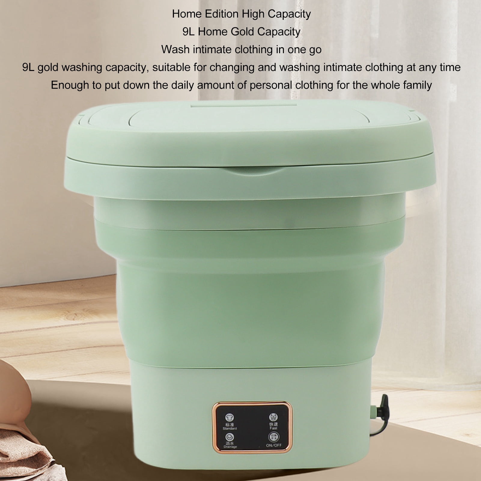 Suodoka Foldable 9L Portable Washing Machine for Dormitory and Hotel, Baby Underwear Mini Washer, Green (11.8 inches / 30 cm)