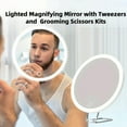 thumbnail image 3 of Pebbuoy Magnifying Mirror for Men Women,Magnified Makeup Vanity Mirror with LED Light and Tweezers,360 Degrees Rotary Magnified Mirror for Wall Hanging Handheld Desktop10/20/30X, 3 of 8