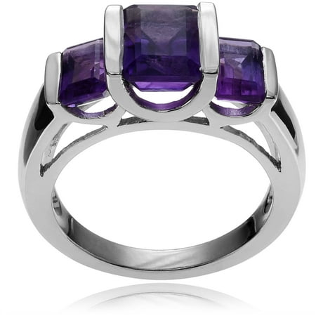 Brinley Co. Women's Amethyst Sterling Silver 3-Stone Fashion Ring