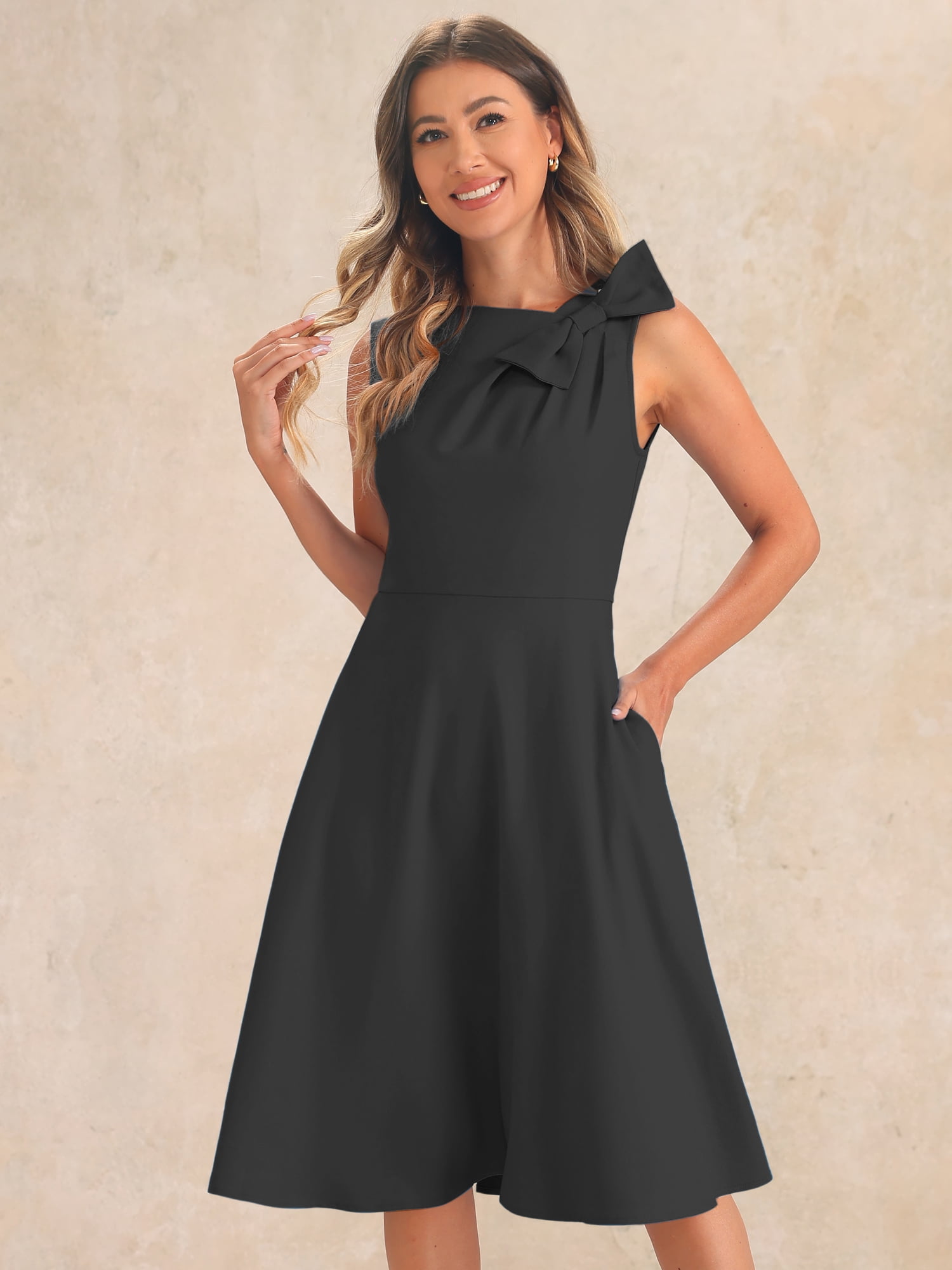 DARING DIVA Cocktail Flared Sleeveless Midi Dresses XS Black