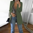 thumbnail image 2 of Women Open Front Pockets Cardigan Formal Suit Long Sleeve Blouse Coat, 2 of 6