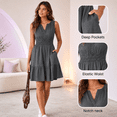 thumbnail image 5 of Gray Small Sleeveless Denim Mini Dress Casual Summer Wear, 5 of 6