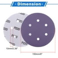 thumbnail image 6 of Unique Bargains 50 Pcs Sanding Discs, 6 Inch 6 Hole Hook and Loop Sandpaper Universal for Metal, Wood, Automotive Repair Durability Ceramic Polyester Film Purple 220 Grit, 6 of 7