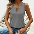 thumbnail image 6 of Baberdicy Cutout Sleeveless Tank Top - Women's Summer Casual V-Neck Strappy Blouse, Breathable Going Out Tee with Eyelet Details (Grey | L), 6 of 8