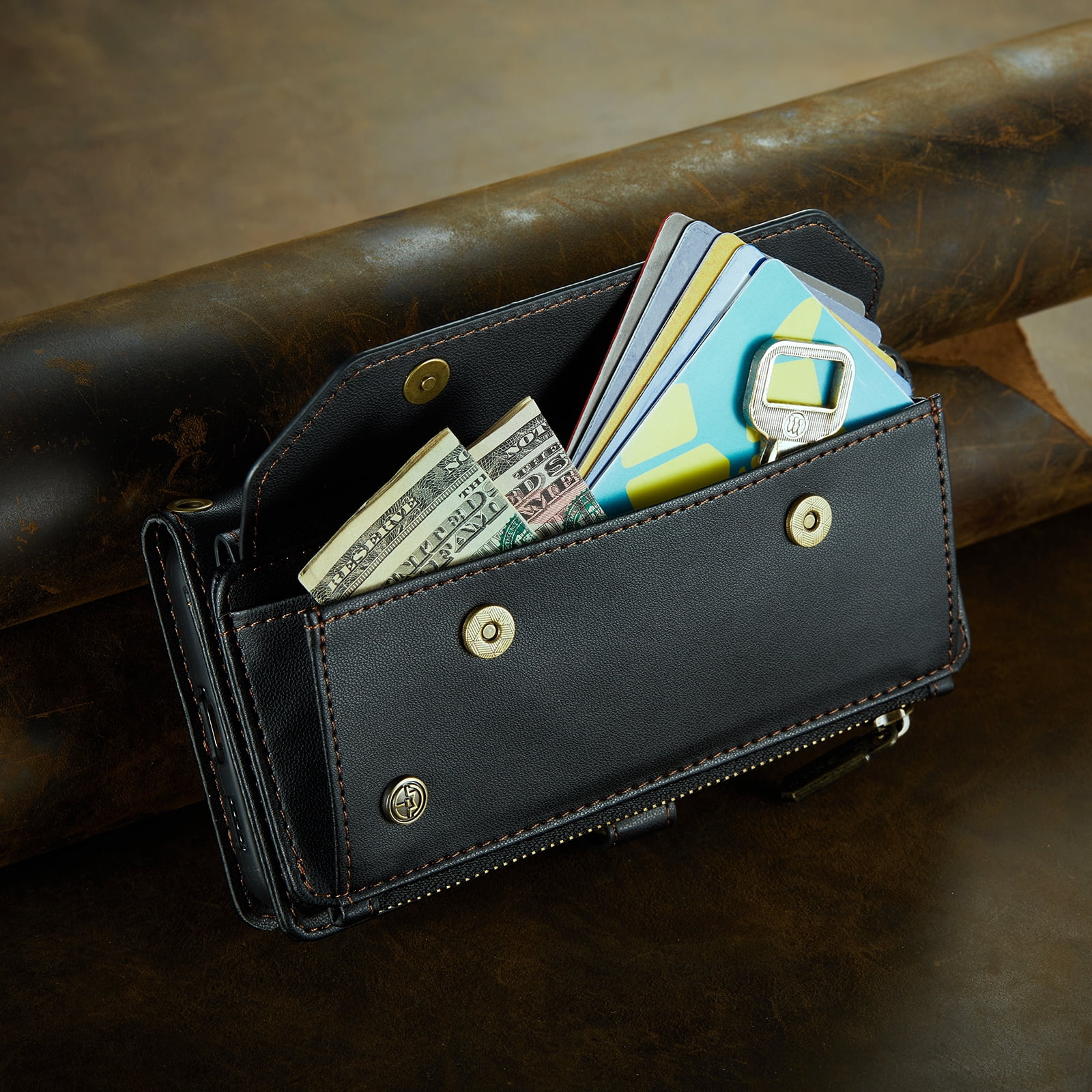 TECH CIRCLE Wallet Phone Case for Samsung Galaxy S24 (6.2") 2024 - Stylish Crossbody Phone Case with Shoulder/Wrist Straps, Lightweight PU Leather Cover with Card Slots & Pocket, Black